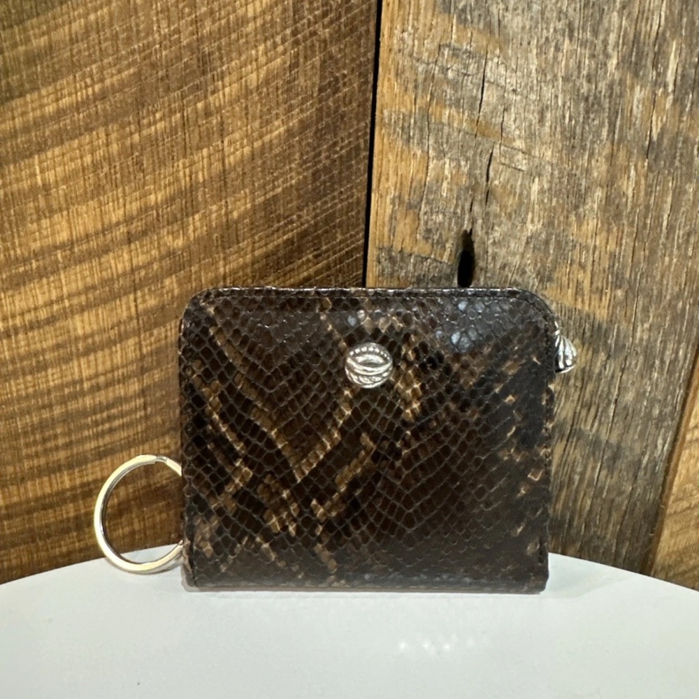 New Brighton Snakeskin Brown Leather Small Wallet With Keyring